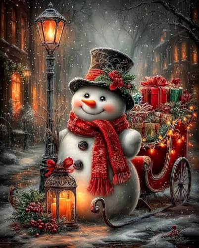 Christmas Snowman Paint by Numbers Kit for Adults Beginner (Without Frame) by KICHANG