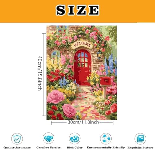 Welcome Flower Paint by Numbers Kit for Adults Framed Canvas, Frameworkless - Image 3