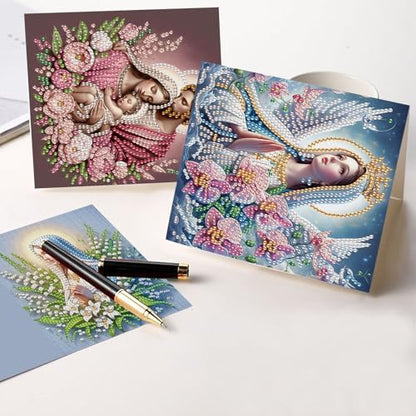 6 Pcs 5D Rhinestone Painting Greeting Cards Kits, Handmade Diamond Art Greeting Cards with Envelopes Holographic Laser Effect DIY Diamond Art Crafts Birthday Cards for Festival Celebrations (Religion) - Image 6