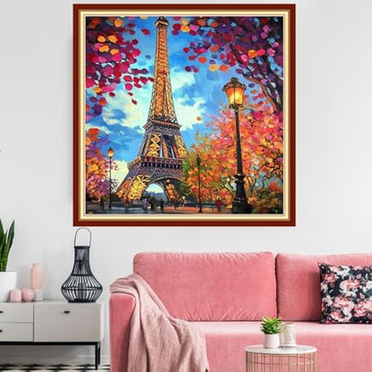 Redxing Stamped Cross Stitch Kits Embroidery kit for Beginners Adults Full Range of Embroidery Patterns Starter Kits DIY Printed Cross Stitch Kits Needlepoint Kits 11CT-Iron Tower Twilight 18x18 inchs - Image 2