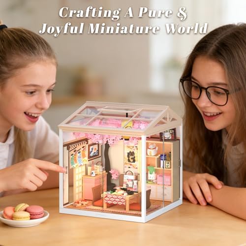 DIY Japanese Sakura Izakaya Miniature House Kit, LED Light Mini Dollhouse Kit for Adults and Teens, with Roof & Dust Covers, Tiny House Gifts for Kids and Adults - Image 6