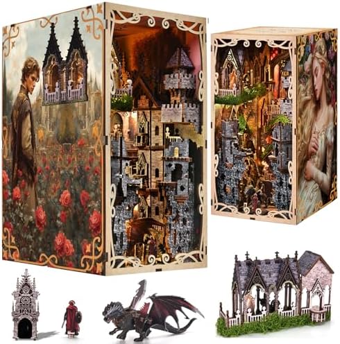 MiniCity Book Nook Kit - DIY Miniature House 3D Wooden Puzzle for Adult and Teens, Booknook Bookshelf Decor Scale Model Build with LED Light, Gifts for Family and Friends (Sleeping Beauty) by MiniCity