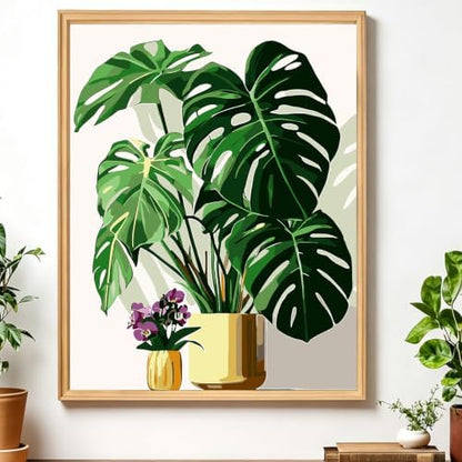 AIRDEA Flowers Paint by Numbers for Adults Beginner,Monstera and Orchids Painting by Number Kits on Canvas,Frameless,16x20in DIY Acrylic Painting,Home Wall Decor by AIRDEA