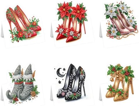 6 Packs High Heels DIY Diamond Art Greeting Cards with Envelopes Special Shaped 3D Fold Rhinestone Painting Card Handmade Gem Dots Art Kit for Beginner Adult Birthday Holiday Blessing Gift by Unknown