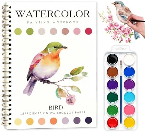Bird Pattern Watercolor Workbook,Water Coloring Book with Animal Theme Designs on Premium Paper,12 Beginner Friendly Sketched Illustrations,Perfect for Gifting to Spark Creativity & Joy for Adults by Unknown