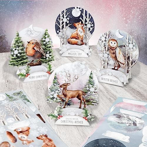 Katy Sue Watercolor Christmas Animals Die-Cut Pop-Up Card Making Kit for Adults. Makes 12 Cards with Festive Animals. Contains 12 Cards, 12 Sheets of Elements, & 12 Envelopes for Card Making Supplies - Image 3