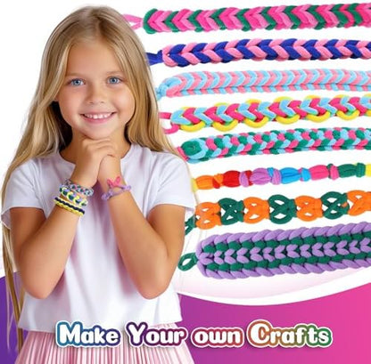 DDAI Bracelet Making Toys Refill Loops Elastic Cloth Band - Arts and Crafts Kit for Kids Weaving Loom Bracelets Kit 1000+ Colorful Fabric Loops - Birthday Gift for Girls Boys 6 7 8-12 Years Old - Image 6