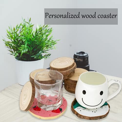 Unfinished Natural Wooden Slices 60 Pcs 3.2-4 Inch Wood Circles for Crafts DIY Christmas Ornament Craft Wood Kit with Bit,Blank Round Wood Slice with Bark for Art,Painting,Party (60) - Image 5