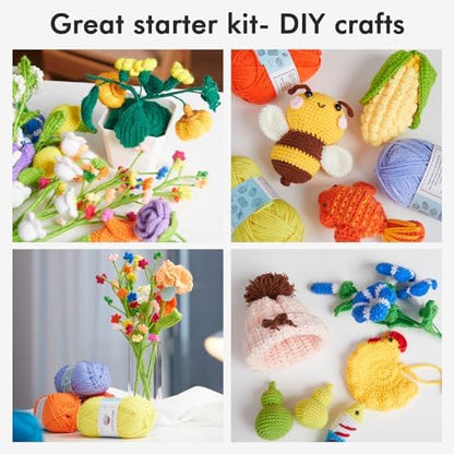 INSCRAFT Crochet Kit for Beginners Adults, 30 Acrylic Yarn Skeins 1650 Yards Yarn, 105 PCS Crochet Kit with Hooks Set,Includes Canvas Tote Bag, Ideal Starter Pack for Professionals - Image 5
