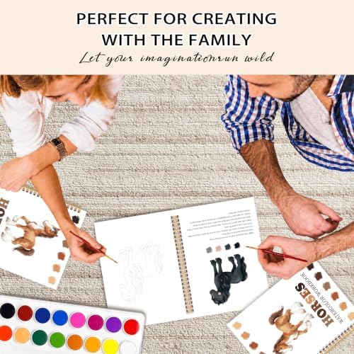 Easy Horses Watercolor Workbook for Adults Beginners, Water Coloring Painting Book with 12 Patterns, Travel Painting Pad, Art Gift for Horse Lovers Adults Teen - Image 6