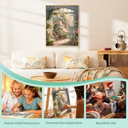Paint by Numbers Kit for Adults, Rose Garden DIY Painting Kit, 16x20 Inch - Image 7