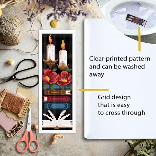 ORIGACH 6 Set Gothic Flower Cross Stitch Bookmark Kit for Beginner - Image 3