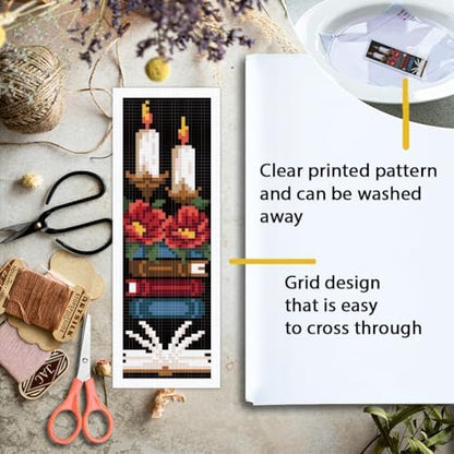 ORIGACH 6 Set Gothic Flower Cross Stitch Bookmark Kit for Beginner - Image 3