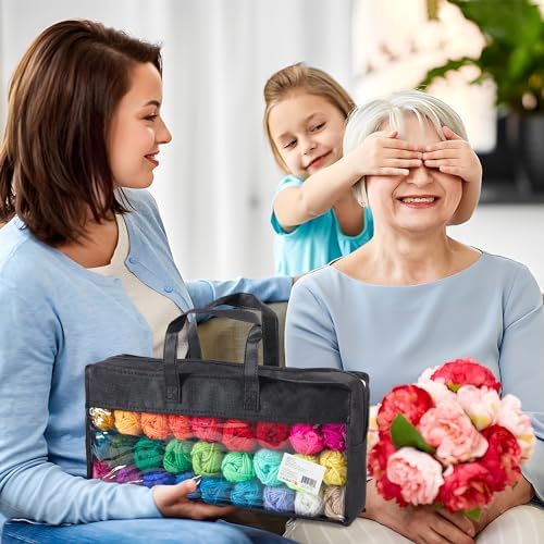 INSCRAFT 48 PCS Crochet Yarn Kit, 1400 Yards 40 Colors Acrylic Yarn Skeins, 2 Crochet Hooks, 2 Weaving Needles, 4 Stitch Markers, 1 Bag, for Crocheting & Knitting, Gift for Beginners and Adults - Image 7