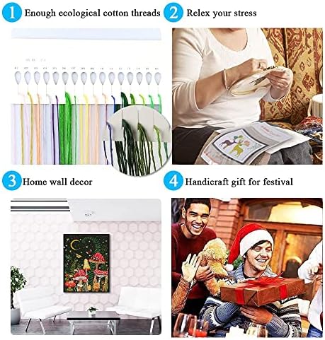 Tiwabb Gnome Flower Stamped Cross Stitch Kits for Adults Beginners - Image 7