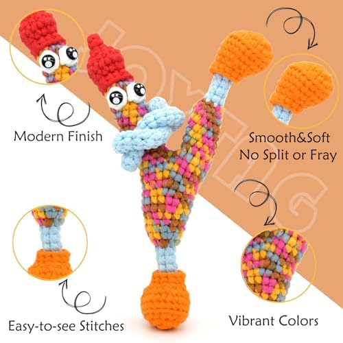 4 Pack Rainbow Beginner Crochet Yarn for Crocheting and Knitting Multicolor Cotton Crochet Yarn for Beginners with Easy-to-See Stitches Cotton-Nylon Blend Easy Yarn for Beginners(Sunrise Red) - Image 5