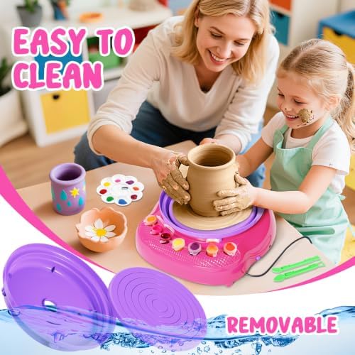 Pottery Wheel for Kids, Arts and Crafts for Kids Ages 8-12, Crafts for Girls 8-12, Complete DIY Clay Wheel Pottery Kit for Beginners, Kid Crafts Gifts for Girl Toys Ages 8 9 10 11 12 Year Old Birthday - Image 3