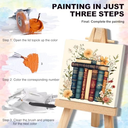 4 Pack Framed Paint by Numbers Kit for Adults with Wooden Easel, Book - Image 5