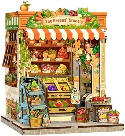 CUTEBEE Book Nook Kit - DIY Miniature House Dollhouse Kit for Adults, Booknook Tiny House Bookshelf Decor 3D Wooden Puzzle Model Building Set, Gifts for Family and Friends (The Greens’ Grocery) by CUTEBEE