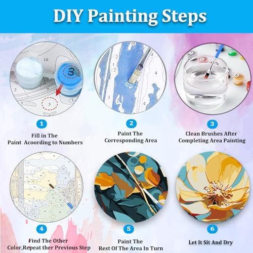 Artunion Framed Paint by Numbers Kit for Adults Beginners & Kids Ages 8-12,Yellow Flower Paint by Number with Frame,Floral Abstract Paint by Numbers Kit on Canvas 10 * 10 Inch Without Easel - Image 6