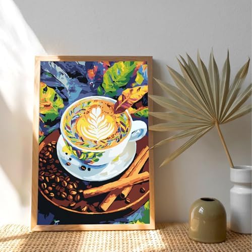 Framed Paint by Numbers Kit for Adults Beginner & Kids Ages 8-12, Coffee Theme Paint by Numbers with frame, without Easel, DIY Acrylic Number Painting for Adults for Home Decor Gift 8 x 12 Inch - Image 2