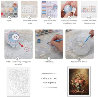 Bozfoxa Paint by Numbers Kit for Adults Beginner Autumn Floral Vase - Image 3