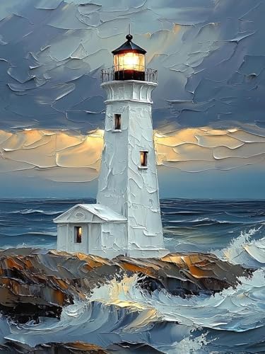 Mosaflare Lighthouse Paint by Numbers for Adults Beginner 12X16 inch by Mosaflare