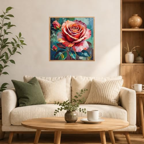 AUKELHJ Framed Paint by Numbers Kit for Adults, Rose, 10x10 inch - Image 3