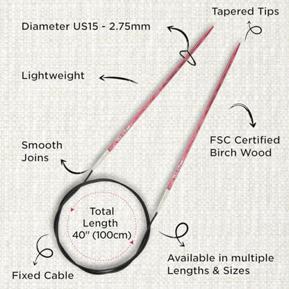KnitPro Dreamz Fixed Circular Needles 40" (100cm) | US Size 2 (2.75mm) - Image 3