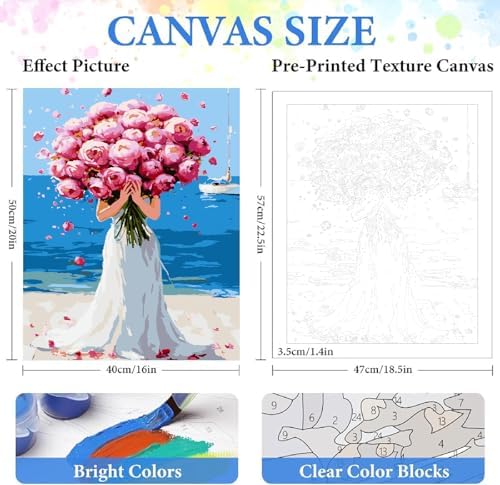 ZRIZQ Women Paint by Numbers Kit for Adults Beginner,Woman,16x20 - Image 2