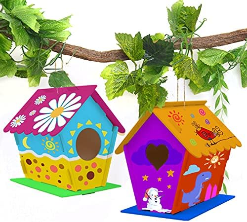 hapray 2 Pack Bird House Kits for Kids, DIY Birdhouse Kit Build and Paint - Image 4