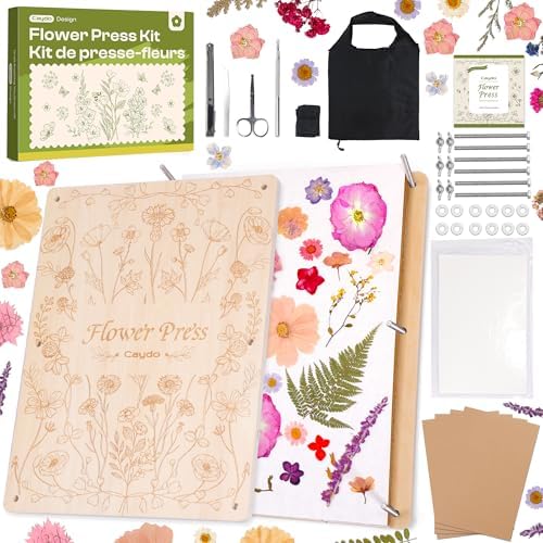 Caydo Extra Large Flower Press Kit, 15"x11.4" 4 Layers Wooden Flower Pressing Kit for Adults - Pressed Flowers, Herbs & Leaves, DIY Wedding Bouquet Flowers Preservation for Frame Bookmark Scrapebook by Caydo
