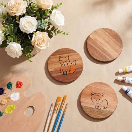 Meanplan 40 Pcs Blank Wooden Coasters, 4 x 4 x 0.28 Inch, Round, Brown - Image 7