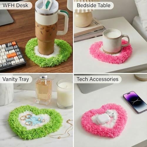 beausougon Latch Hook Kits for Beginners - DIY Moss Coaster 2 Pack Craft - Image 6