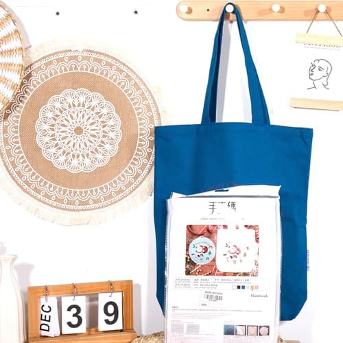 CREAWONDER Canvas Tote Bag Embroidery Kit with Pattern for Beginners, Arts and DIY Embroidery Crafts Kits for Adults, Include Instructions, Thimble, Embroidery Hoops, Color Threads and Tool - Image 7