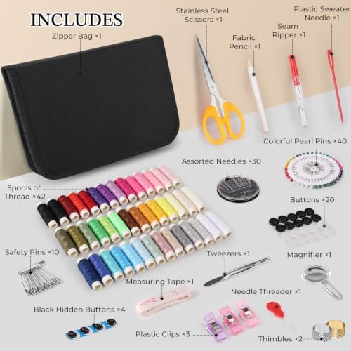 Coquimbo Sewing Kit Travel for Adults Beginner, 160 Pieces Sewing Supplies - Image 2