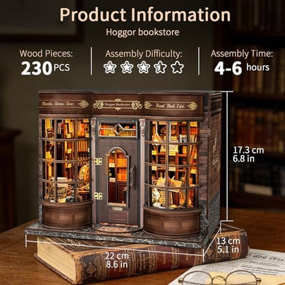 BELEEV Book Nook Kit for Adult and Teens,3D Wooden Puzzle(Hoggor Bookstore) - Image 3