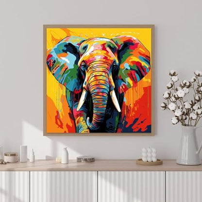 Artunion Framed Paint by Numbers Kit for Adults Beginners & Kids Ages 8-12,Colorful Elephant Paint by Number with Frame,Abstract Animal Paint by Numbers Kit on Canvas 10 * 10 Inch Without Easel - Image 2