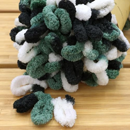 JubileeYarn Fun Finger Loops Yarn - White Black Green - 1 Skein - Image 3