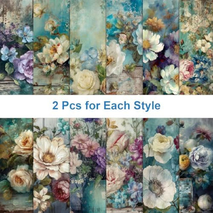 24 Sheets Multicolor Floral Patterned Craft Paper, 6" x 6" Square Coated Paper for DIY Card Making, Scrapbook, Gift Decorations - Image 3