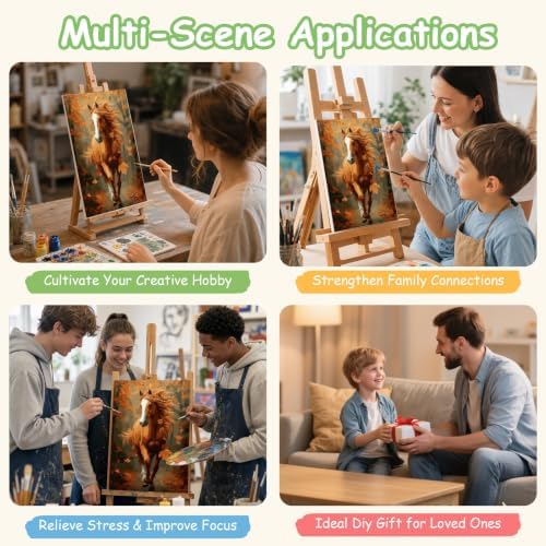 Spandrel Framed Paint by Numbers Horse Kit for Adult, Autumn Adult Paint by Number Kits on Canvas, DIY Acrylic Oil Easy Fall Painting by Numbers Thanksgiving for Home Wall Decor, 8x12in - Image 5