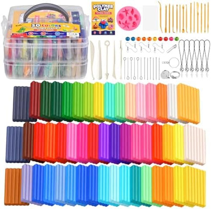 Polymer Clay Kit 50 Colors, Oven Bake Clay for Kids & Artists by SoulYO