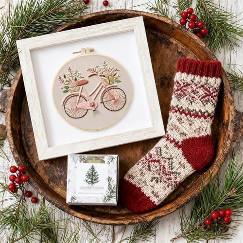 SCECALA 3 Pack Fall Pink Bicycle Flower Embroidery Kit - Image 2