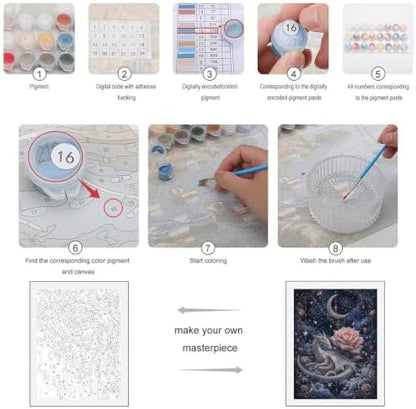Bozfoxa Paint by Numbers Kit for Adults Beginner Silver Rose Dragon - Image 3