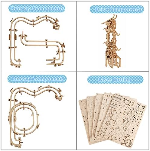 3D Wooden Marble Run Puzzle, Wood Crafts Mechanical Marble Run DIY Assembly Building Model Kits, Wooden Crafts Brain Teaser Puzzles, Christmas Birthday Gifts for Adults & Teens - Image 3