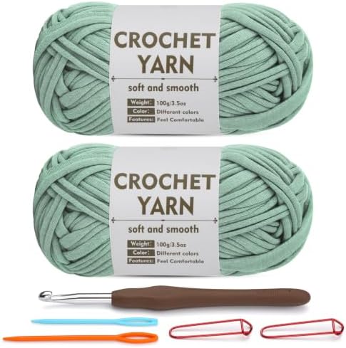 SHWAKK 2 Pack T-Shirt Yarn Set, Gray Blue Knitting Crochet T Shirt Yarn by SHWAKK