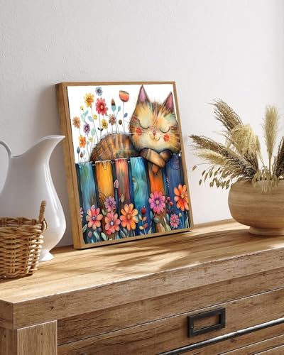 TCDZMYGS Cat Paint by Numbers Kit for Adults Beginner,Flowers Adult Paint by Number Kits on Canvas with Frame,DIY Acrylic Oil Painting by Numbers Kits for Home Wall Decor 10x10 inch - Image 4