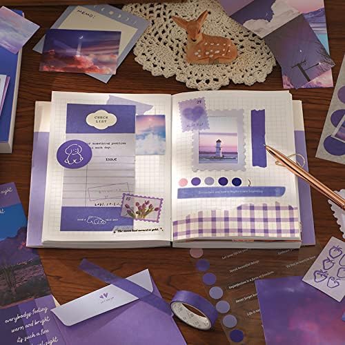 Draupnir Aesthetic Scrapbook Kit(348pcs), Bullet Junk Journal Kit with Journaling/Scrapbooking Supplies, Stationery,A6 Grid Notebook with Graph Ruled Pages DIY Scrapbook Gift for Girl Kid(Moonlight) - Image 5