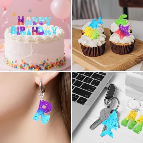 Alphabet Keychain Mold, Reversed Letter Keychain Silicone Molds with Holes, Alphabet Epoxy Resin Mold for DIY Jewelry Pendant Keychain (Ocean and Letter) - Image 6
