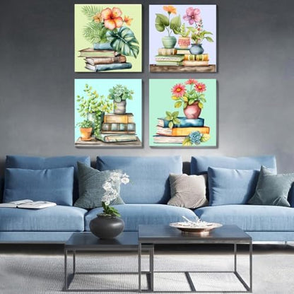 Fotasmua 4 Pack Framed Paint by Numbers for Adult, Book Paint by Numbers Kit for Adults Kids, DIY Flowers Plant Acrylic Painting on Canvas for Home Wall Art Decor 8 x 8 Inch - Image 2